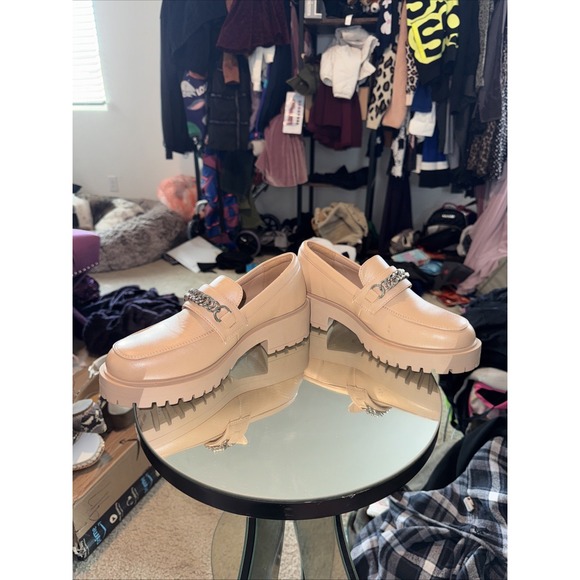 Yetier Platform Womens Loafer w/ Chain Slip-on Round Toe Chunky Shoes Size 7 EUC - Picture 3 of 9